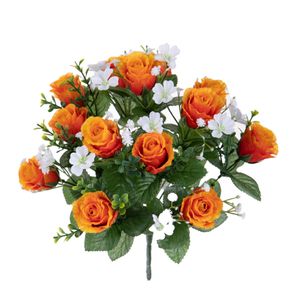 Image of Set 3 Bouquet Artificiali con 13 Rose Gypsophila 33 cm