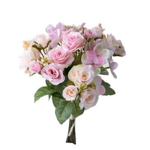 Image of Set 4 Bouquet Artificiali Rose Ortenzie 36 cm