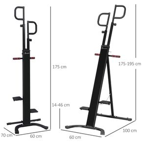 Image of Vertical Climber Altezza Regolabile 100x60x175-195 cm con Monitor LCD in Acciaio e ABS Nero