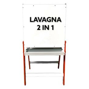 Image of Lavagna 2 in 1 per Bambini 65x55x11 cm con Cavalletto in Legno Rosso