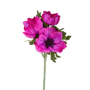 Image of Set 8 Fiori Artificiali di Anemone Composta da 3 Fiori Altezza 46 cm Rosa