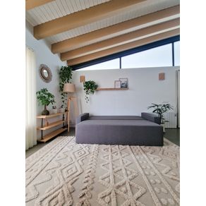 Image of Divano letto 225x92x92cm colore grigio chiaro, trasformabile in letto, apertura scorrevole modello CLOUD
