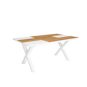 Image of Tavolo da pranzo 8 posti 167x90 cm con gambe in legno a X stile moderno colore piano Rovere e colore gambe Bianco