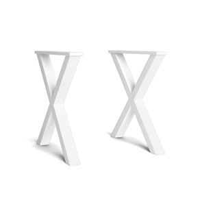 Image of Gambe set Supporto forma a X 72x72cm in legno massiccio per tavolo da pranzo o scrivania ufficio colore Laccato bianco