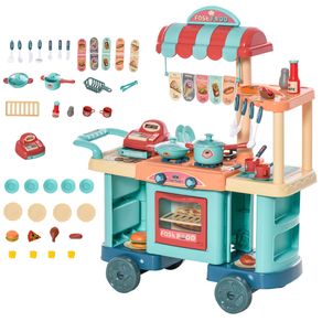Image of Cucina Giocattolo per Bambini 79,5x33x90,5 cm con 50 Accessori Blu
