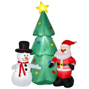 Image of Albero di Natale Gonfiabile H185 cm con Pupazzo di Neve e Babbo Natale