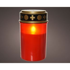 Image of Candela led con fiamma color rosso diam 6,5 h 12cm aa batteria 2xaa