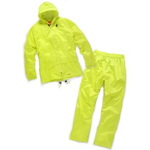 Image of Tuta impermeabile alta visibilità Scruffs di colore giallo o nero anti pioggia con cappuccio regolabile - XL / Giallo