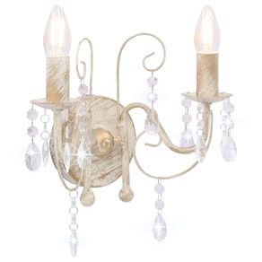 Image of Lampada da Muro con Perle Bianca per 2 Lampadine E14 cod mxl 72557