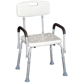 Image of Sedia per Doccia con braccioli - Sedile da vasca con schienale sedia regolabile in altezza