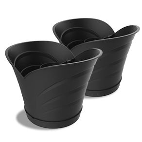 Image of Tulipano - Set di 2 vasi con foro centrale. Vasi da esterno. Colore grigio. Made in Italy.
