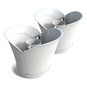 Image of Tulipano - Set di 2 vasi con foro centrale. Vasi da esterno. Colore bianco. Made in Italy.