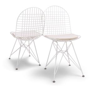 Image of COPENAGHEN - Set di 2 sedie in metallo con design industrial. Set di 2 sedie da pranzo, ufficio, studio. Colore bianco