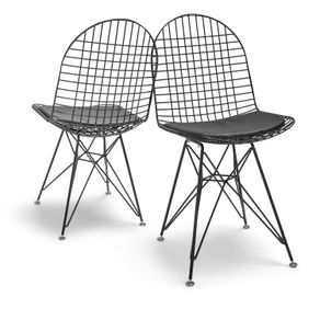 Image of COPENAGHEN - Set di 2 sedie in metallo con design industrial. Set di 2 sedie da pranzo, ufficio, studio. Colore nero