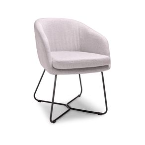 Image of OSLO – Sedia,braccioli lino e metallo. Pranzo,ufficio,studio, poltroncina lettura stile moderno. Colore grigio chiaro