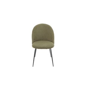 Image of sedia imbottita tamara bouclè set 4 pezzi design moderno colore verde con gambe nere