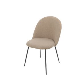 Image of sedia imbottita tamara bouclè set 4 pezzi design moderno colore tortora con gambe nere