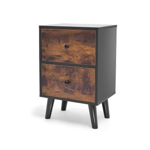 Image of Rocco-Comodino design legno 2 cassetti. Contemporaneo, tavolino divano o scrivania industrial,piedi legno pino laccato.