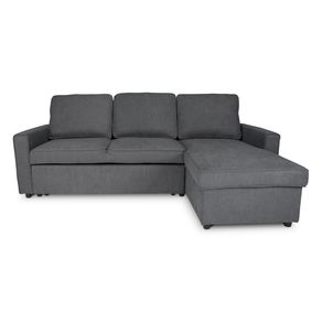 Image of Divano letto angolare con contenitore, divano con chaise longue grigio scuro mod. Kennedy DL-KE05CL