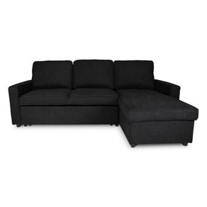 Image of Divano letto angolare con contenitore, divano con chaise longue nero mod. Kennedy DL-KE10CL