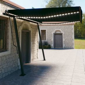 Image of Tenda da Sole Retrattile Manuale con LED 4,5x3 m Antracite