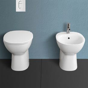 Image of Set sanitari tradizionali Morning con WC rimless + bidet + copriwc rallenty