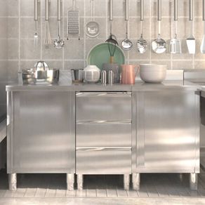 Image of Mobiletti da Cucina Commerciale 3 pz in Acciaio Inossidabile