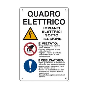 Image of Cartello 'Quadro Elettrico-Impianti Elettrici Sotto Tensione' In Polionda 60X40Cm-16300250-D&B Verona