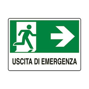 Image of Cartello 'Uscita Di Emergenza A Destra' In Plastica 30X20Cm-Cartelli Di Emergenza-E001It69-D&B Verona