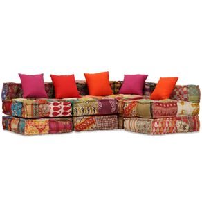 Image of Pouf Modulare a 4 Posti in Tessuto Patchwork 244981