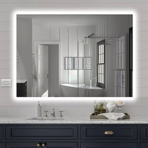 Image of Specchio bagno 50x70 cm illuminazione perimetrale e installazione reversibile