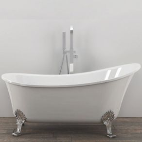 Image of Vasca da bagno free standing ovale con piedini bianco lucido 160 x 75 x 84cm