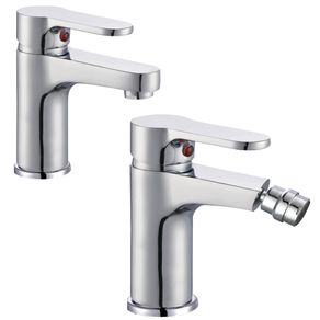 Image of Miscelatore rubinetto bidet cromato + miscelatore rubinetto lavabo cromato