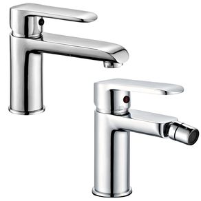 Image of Miscelatore rubinetto bidet cromato + miscelatore rubinetto lavabo cromato bagno casa