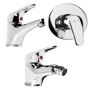 Image of Tris rubinetto miscelatore lavabo bagno + bidet + miscelatore doccia ad incasso m cromato