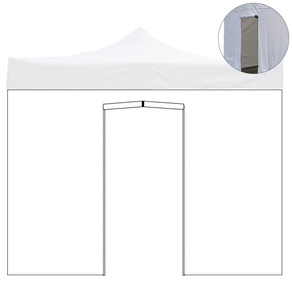 Image of Telo laterale 3x2m bianco impermeabile con porta avvolgibile per gazebo richiudibile 3x3mt