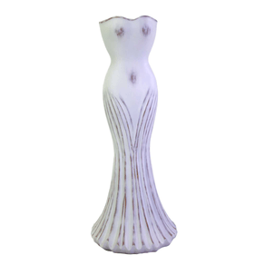 Image of Portavaso resina vestito bianco antico cm55x55h140