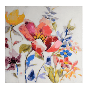 Image of Quadro dipinto fiori cm80x80x3