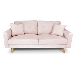 Image of Divano 3 posti in velluto rosa piedi in legno Chloe DI-CH19VLT-PL