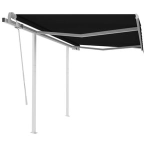Image of Tenda da Sole Retrattile Manuale con Pali 3x2,5 m Antracite 3069899