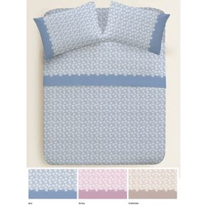 Image of Completo Letto piazza e mezza in cotone fiorato lenzuolo sotto elastici Blu