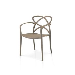 Image of Set 04 sedie colore grigio con braccioli in polipropilene misura l55,5x56,5 h.82