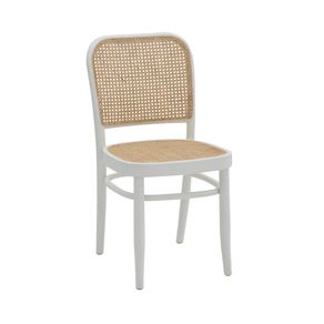 Image of Set 2 sedie paglia di vienna in legno bianco 45x47x87