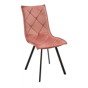 Image of Set 4 sedie in velluto trapuntato rosa con gambe nere