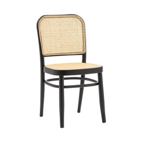 Image of Set 2 sedie paglia di vienna in legno nero 45x47x87