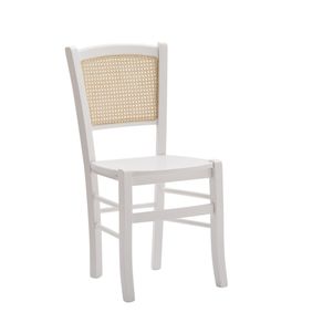 Image of Set 2 sedie paglia di vienna in legno bianco seduta legno