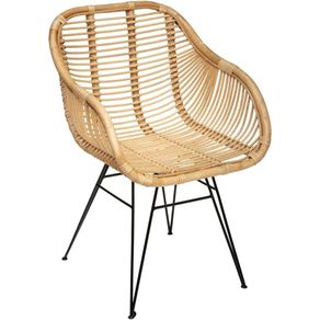 Image of Poltrona sedia desy in vero legno di bambù di con gambe in ferro verniciato