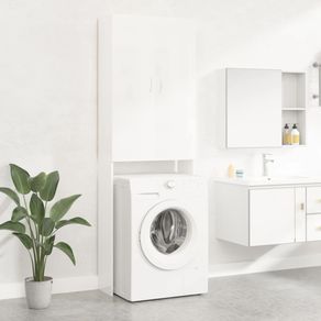 Image of Mobile per lavatrice bianco lucido 64x255x190 cm cod mxl 75903 - Mobile per Lavatrice Bianco Lucido 64x25,5x190 cm cod mxl 75903
