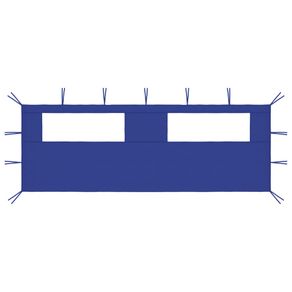Image of Parete con finestre per gazebo 6x2 m blu cod mxl 62116 - Parete con Finestre per Gazebo 6x2 m Blu cod mxl 62116