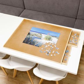 Image of Hi tavolo per puzzle con 4 cassetti 76x57x45 cm in legno 435317 - HI Tavolo per Puzzle con 4 Cassetti 76x57x4,5 cm in Legno 435317